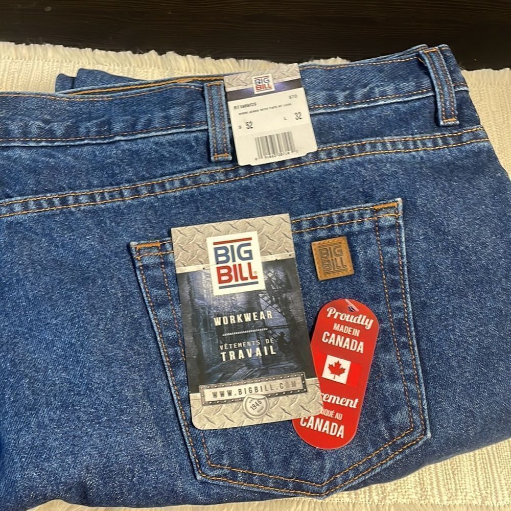 Big Bill Work Jeans with Reflective Leg Tape, 52X32, Blue , NWT